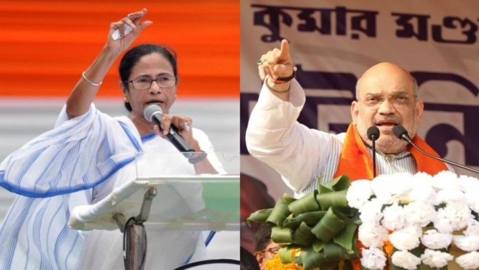 তৃণমূল নেত্রী মমতা বন্দোপাধ্যায় ও কেন্দ্রীয় স্বরাষ্ট্রমন্ত্রী অমিত শাহ।ছবি- সংগৃহীত